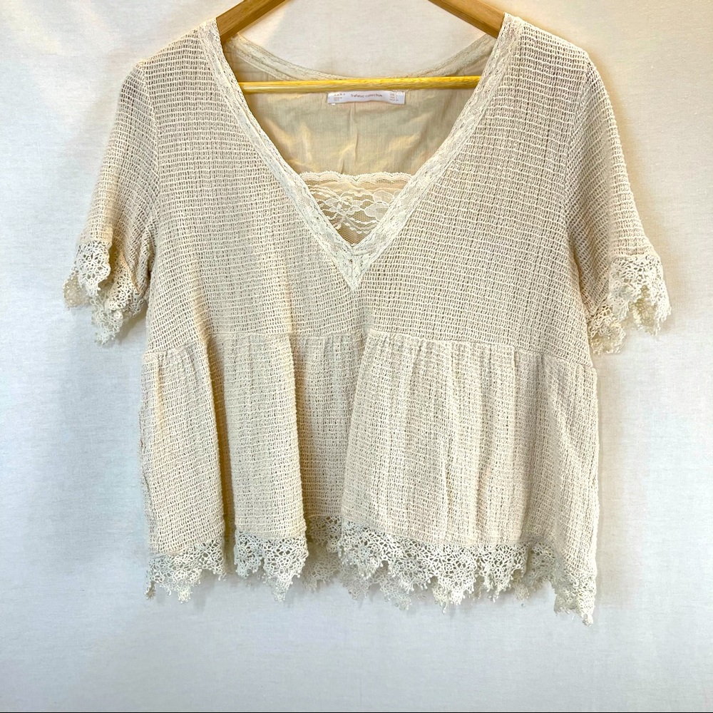 ZARA Trafaluc Collection Crochet & Lace Blouse